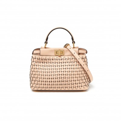 FENDI MINI PEEKABOO WOVEN HANDLE BAG (24*18.5*10.5cm) 